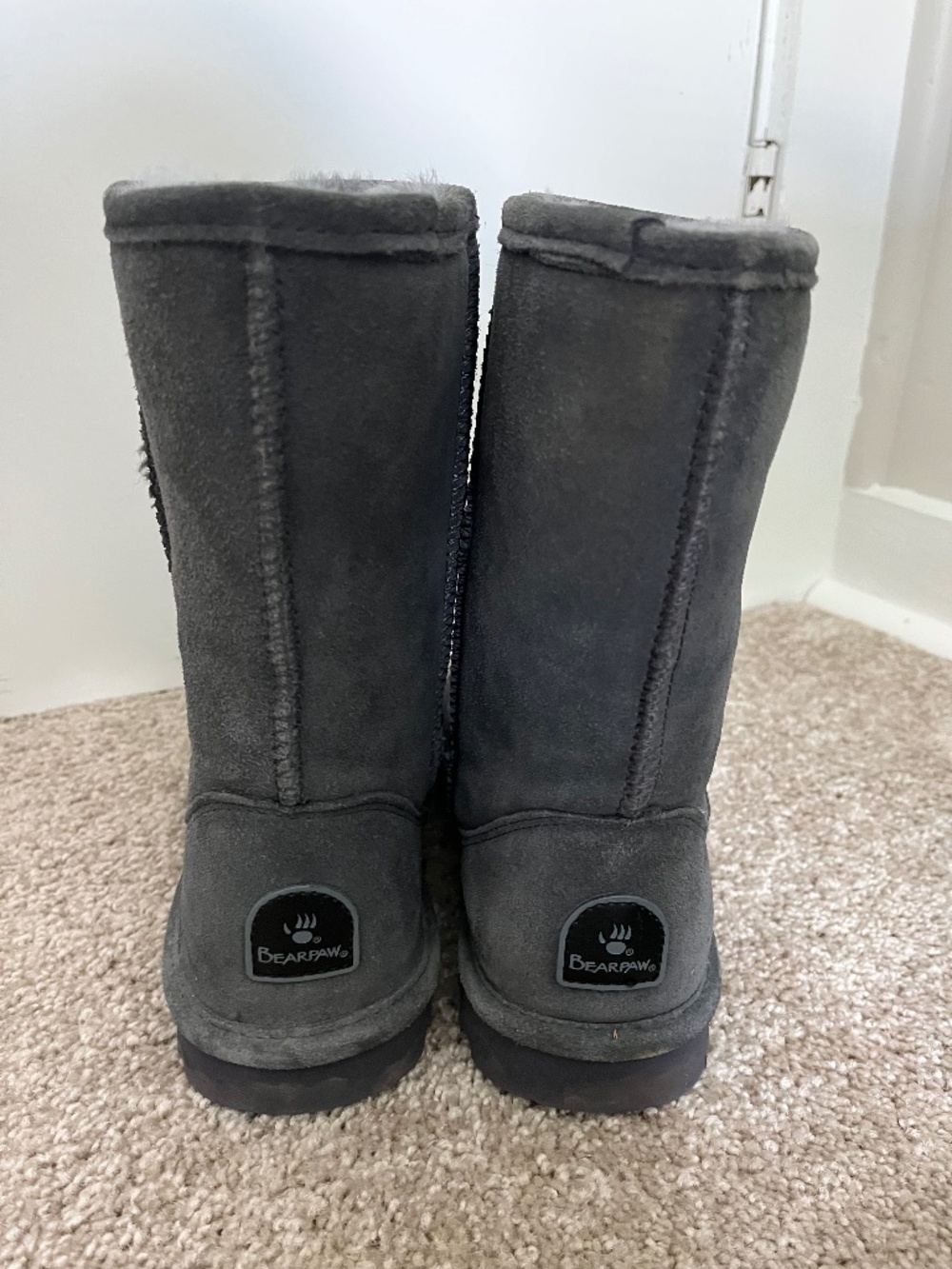 Bearpaw Elle Gray Boots , Size 7 ,